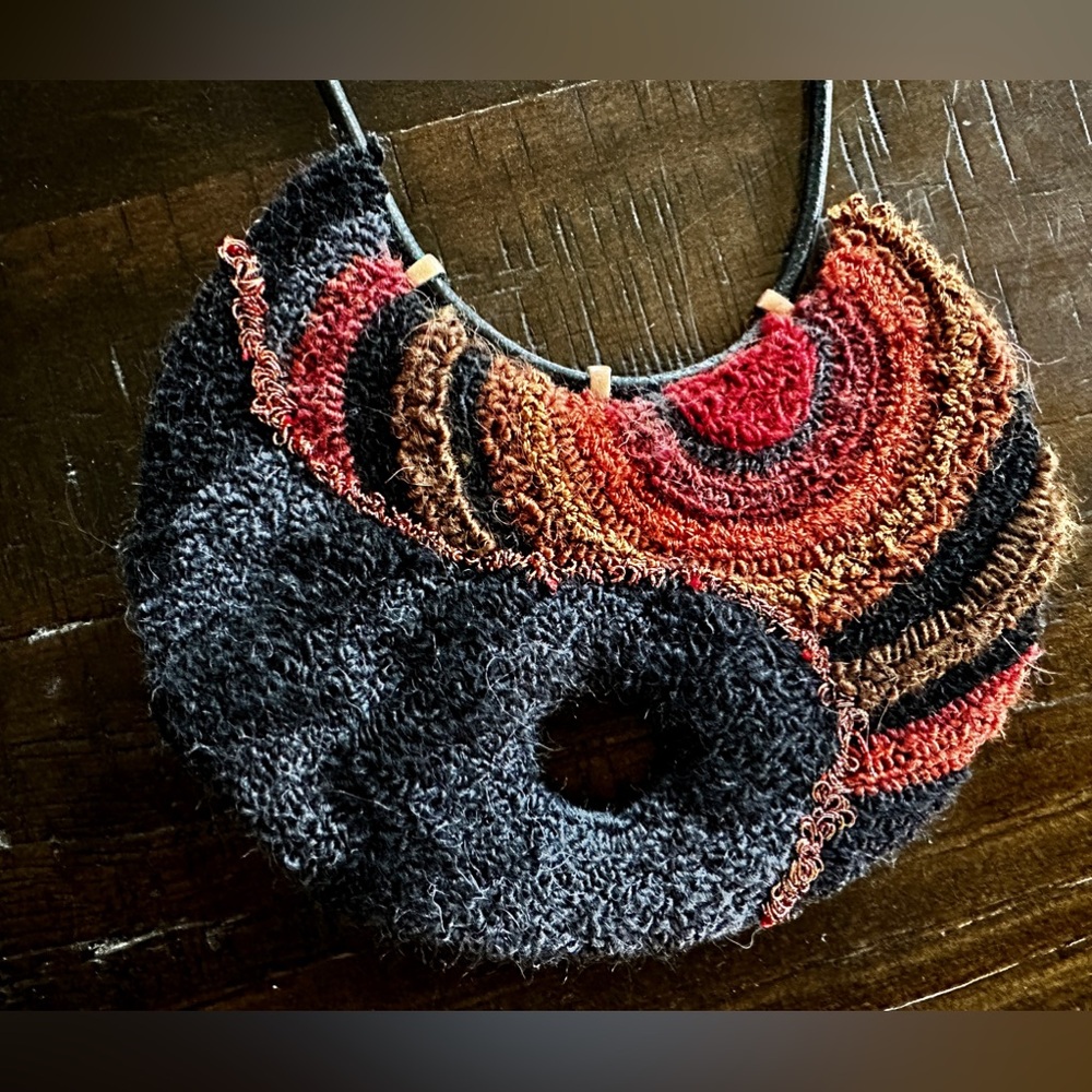 Handmade fiber art necklace